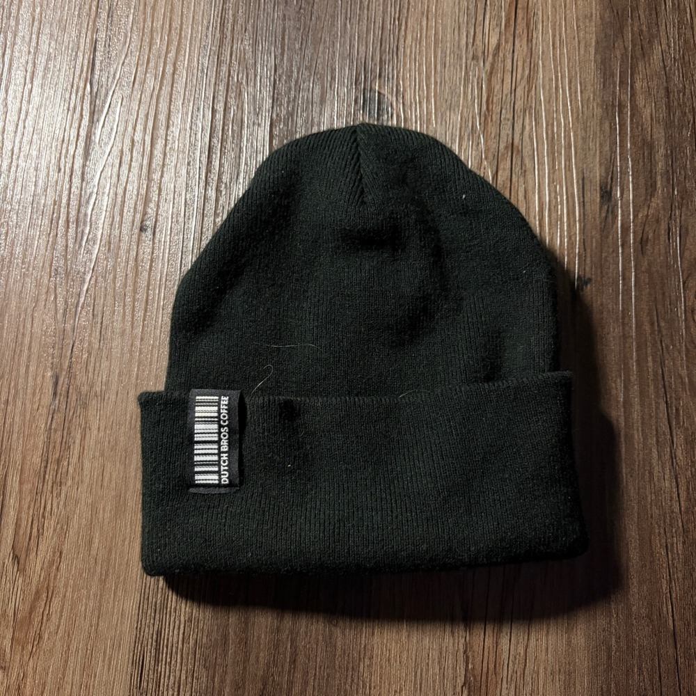 Dutch Bros Coffee Black Beanie Hat Barcode Logo Cuffed Knit‎ Winter Cap
